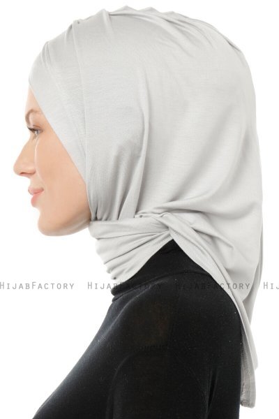 Isra Cross - Lichtgrijs One-Piece Viscose Hijab