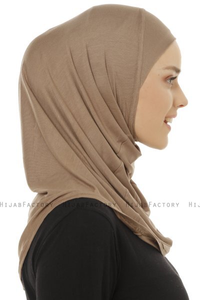 Hanfendy Plain Logo - Donker Taupe Al Amira Hijab