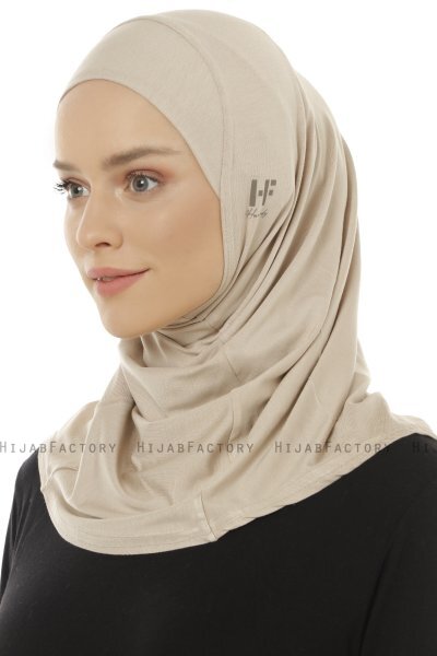 Hanfendy Plain Logo - Licht Taupe Al Amira Hijab