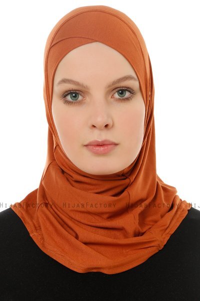Hanfendy Cross Logo - Baksteenrood Al Amira Hijab
