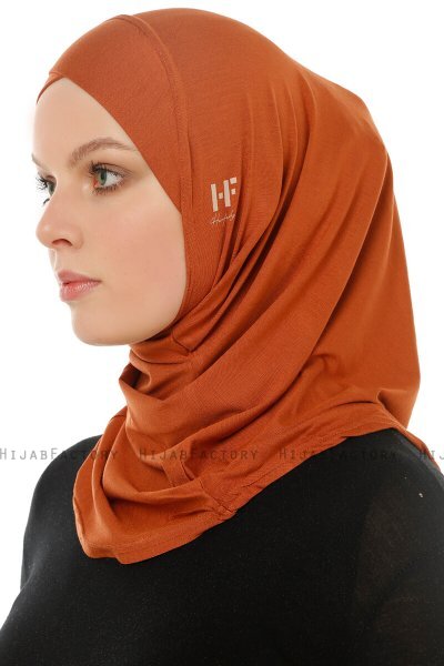 Hanfendy Cross Logo - Baksteenrood Al Amira Hijab
