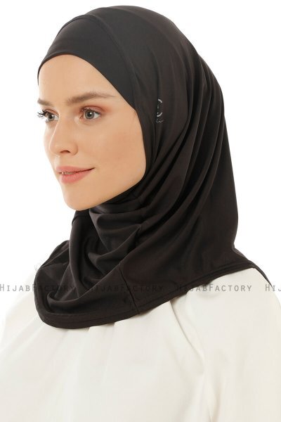 Micro Plain - Zwart One-Piece Hijab