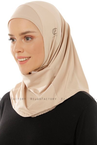Micro Plain - Licht Taupe One-Piece Hijab