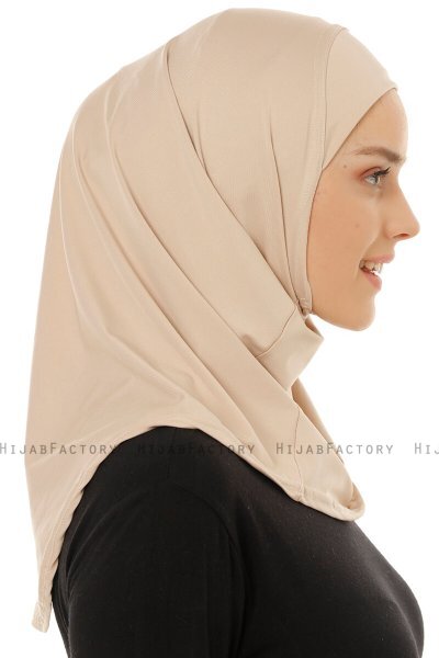 Micro Plain - Licht Taupe One-Piece Hijab