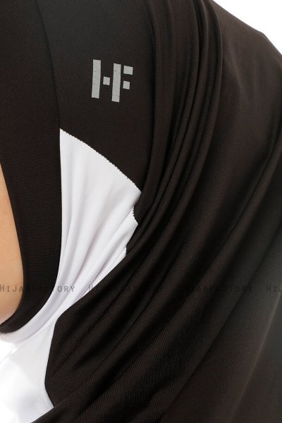 Esin - Zwart & Wit & Lichtgrijs One-Piece Hijab