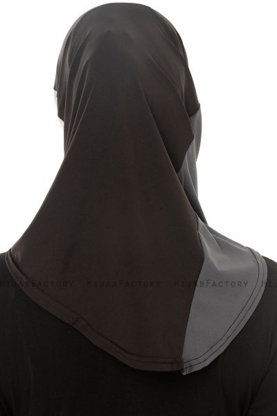 Esin - Zwart & Lichtgrijs & Anthracite One-Piece Hijab