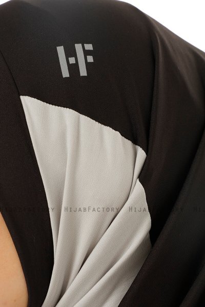Esin - Zwart & Lichtgrijs & Anthracite One-Piece Hijab