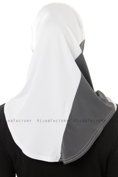 Esin - Wit & Lichtgrijs & Anthracite One-Piece Hijab