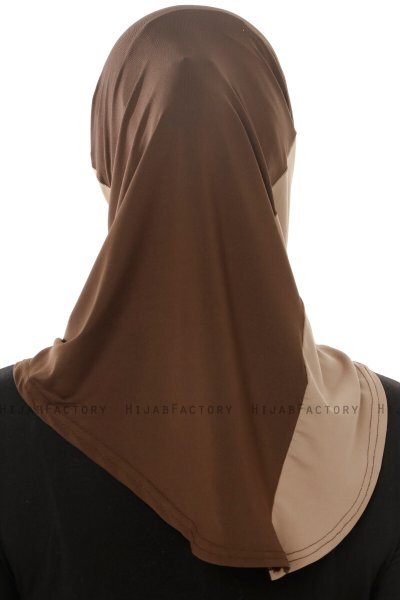 Esin - Bruin & Licht Taupe & Donker Taupe One-Piece Hijab
