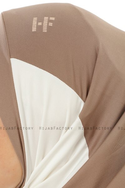 Esin - Donker Taupe & Creme & Licht Taupe One-Piece Hijab