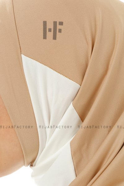 Esin - Beige & Creme & Donker Taupe One-Piece Hijab