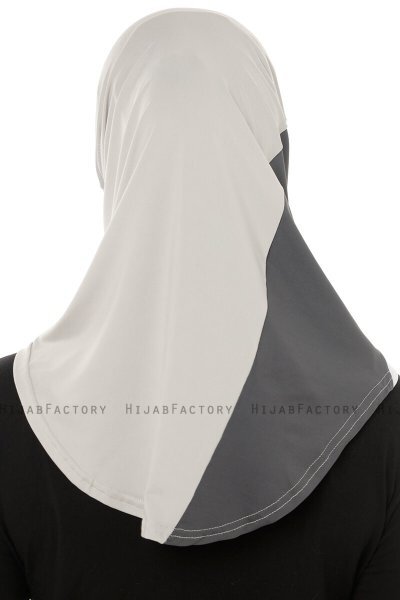 Esin - Lichtgrijs & Wit & Anthracite One-Piece Hijab