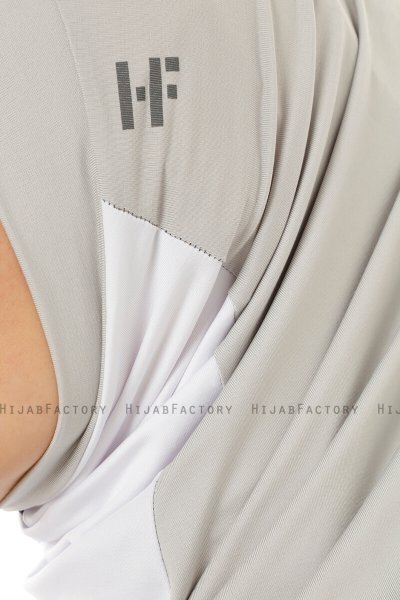 Esin - Lichtgrijs & Wit & Anthracite One-Piece Hijab