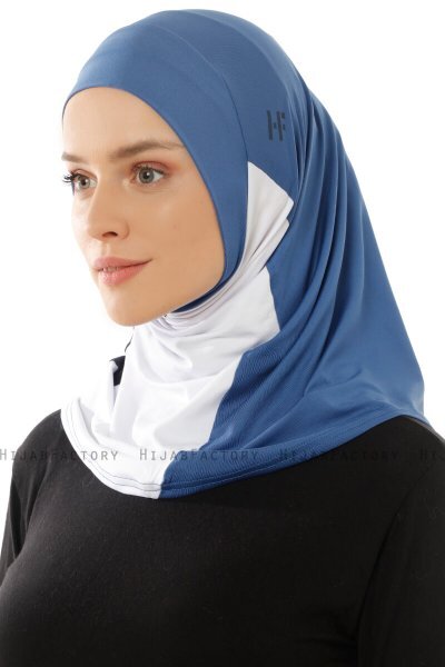 Esin - Indigo & Wit & Marineblauw One-Piece Hijab