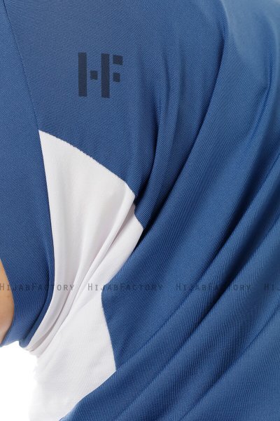Esin - Indigo & Wit & Marineblauw One-Piece Hijab