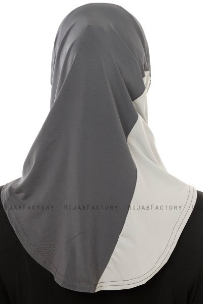 Esin - Anthracite & Lichtblauw & Lichtgrau One-Piece Hijab