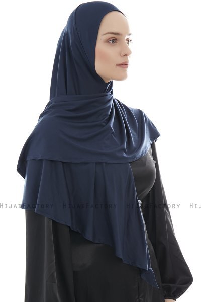  Ajda - Marineblauw Hijab Met Rits