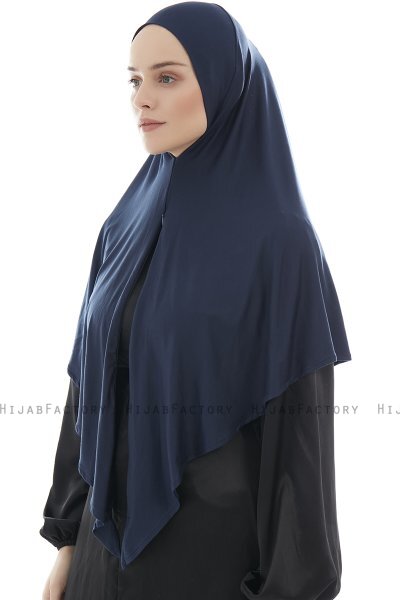  Ajda - Marineblauw Hijab Met Rits
