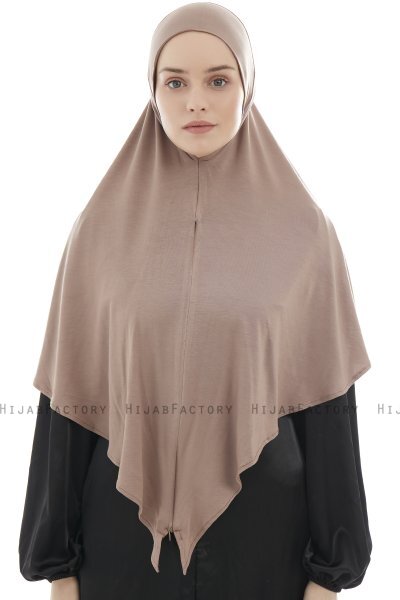  Ajda - Donker Taupe Hijab Met Rits