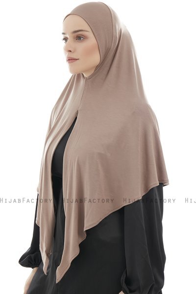  Ajda - Donker Taupe Hijab Met Rits