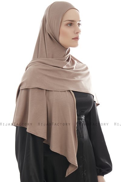  Ajda - Donker Taupe Hijab Met Rits