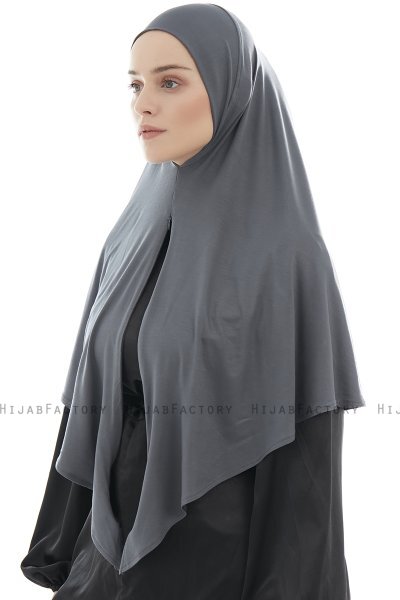  Ajda - Donker Grijs Hijab Met Rits