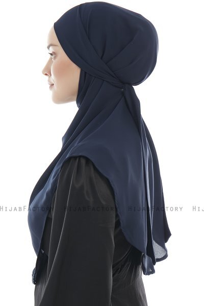 Ebrar - Marineblauw Al Amira Crepe Chiffon Hijab