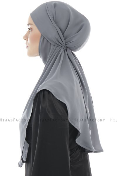 Ebrar - Donker Grijs Al Amira Crepe Chiffon Hijab