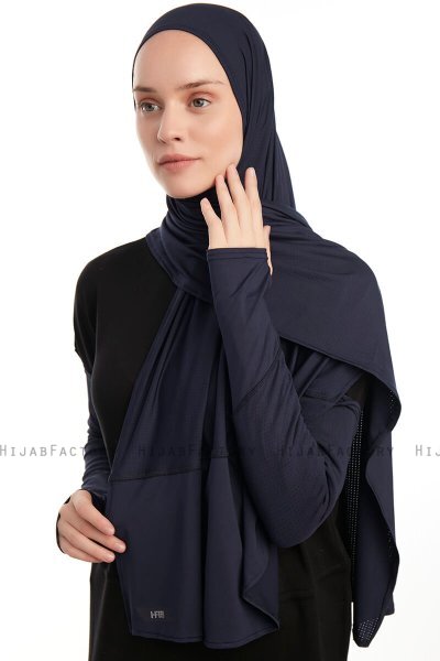 Azize - Marineblauw Pro Scarf Sport Hijab Set