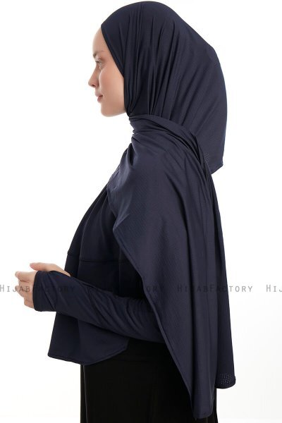 Azize - Marineblauw Pro Scarf Sport Hijab Set