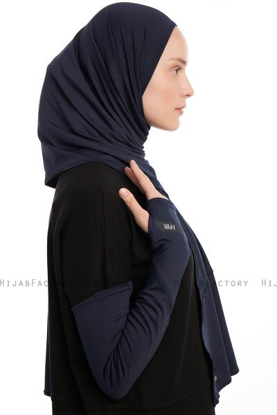 Azize - Marineblauw Pro Scarf Sport Hijab Set