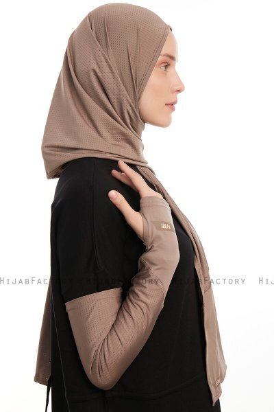 Azize - Donker Taupe Pro Scarf Sport Hijab Set