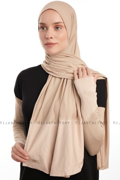 Azize - Licht Taupe Pro Scarf Sport Hijab Set