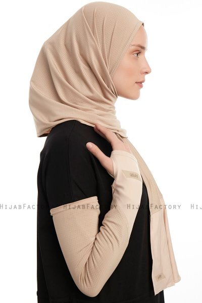 Azize - Licht Taupe Pro Scarf Sport Hijab Set