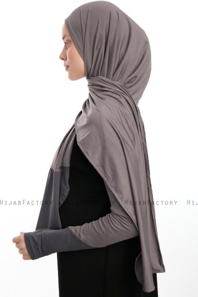 Azize - Donker Grijs Pro Scarf Sport Hijab Set