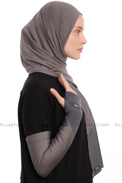 Azize - Donker Grijs Pro Scarf Sport Hijab Set