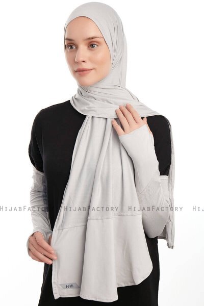Azize - Lichtgrijs Pro Scarf Sport Hijab Set