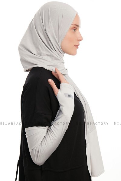 Azize - Lichtgrijs Pro Scarf Sport Hijab Set