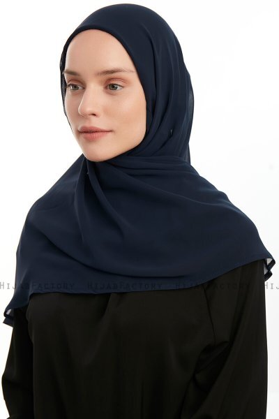 Eylem - Marineblauw One Piece Chiffon Hijab