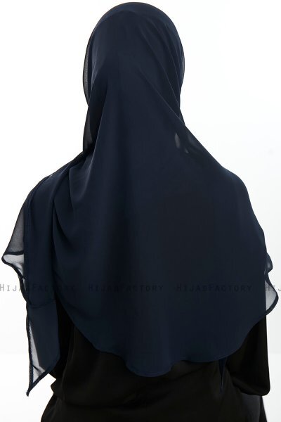 Eylem - Marineblauw One Piece Chiffon Hijab