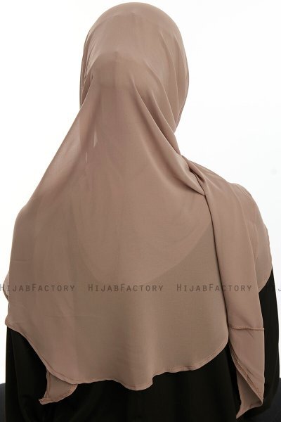 Eylem - Donker Taupe One Piece Chiffon Hijab