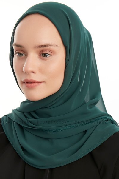 Eylem - Donkergroen One Piece Chiffon Hijab