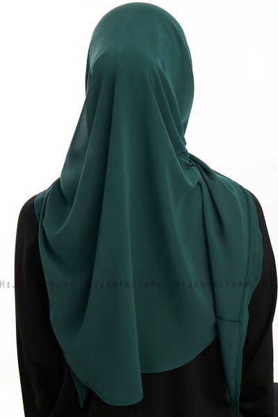 Eylem - Donkergroen One Piece Chiffon Hijab