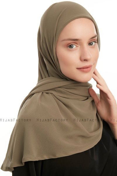 Eylem - Olijfgroen One Piece Chiffon Hijab