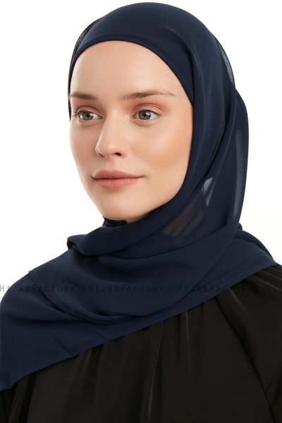 Sahar - Marineblauw One Piece Chiffon Hijab