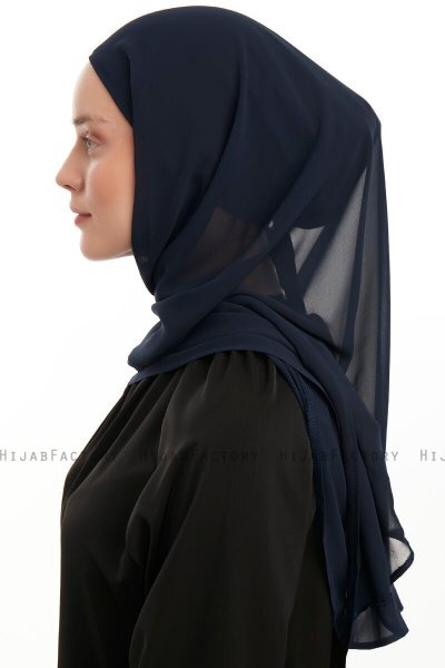 Sahar - Marineblauw One Piece Chiffon Hijab