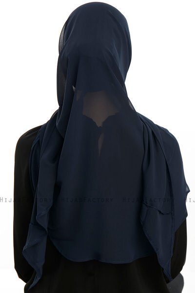 Sahar - Marineblauw One Piece Chiffon Hijab