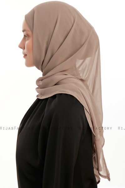 Sahar - Donker Taupe One Piece Chiffon Hijab