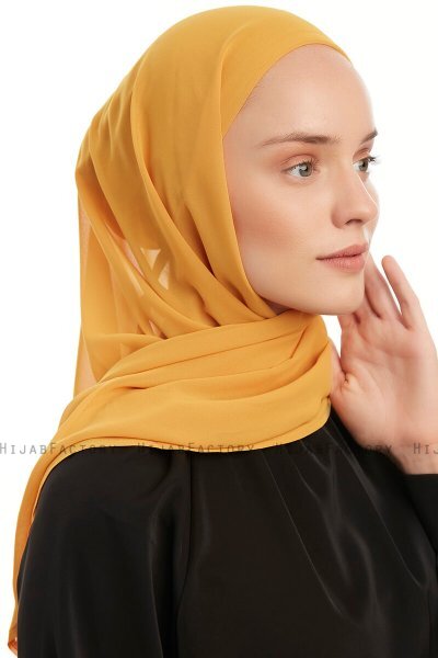 Sahar - Mosterd One Piece Chiffon Hijab