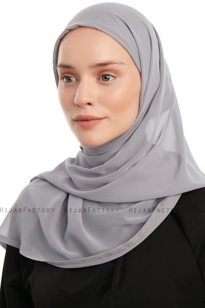 Sahar - Donker Grijs One Piece Chiffon Hijab